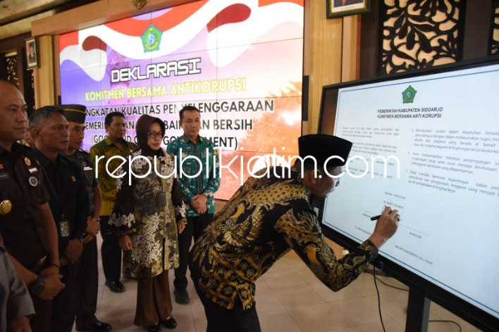 Plt Bupati Sidoarjo Kompak dan Kepala OPD Kompak Deklarasi Antikorupsi di Pendopo Delta Wibawa